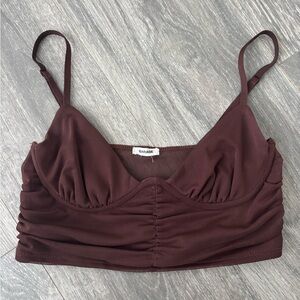 Garage Brown Cropped Corset Top